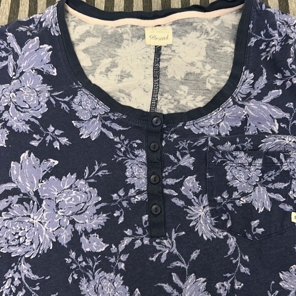 Lucky Brand | Women’s Floral Henley T-Shirt Dress w/ Pocket | Size Large - Picture 2 of 4